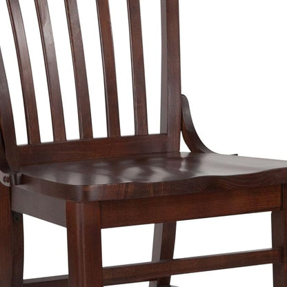 Flash Furniture Hercules Series School House Back Mahogany Wood Dining Chair, Traditional Elegant Wood Restaurant Chair, Walnut Wood