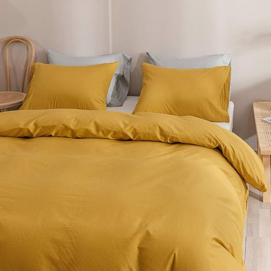 Wellboo Mustard Yellow Comforter Sets Queen Size Solid Ginger Bedding Comforters Women Men Plain Dark Yellow Quilts Modern Minimalist Gold Blankets Soft Vintage Bedroom Decor Aesthetic