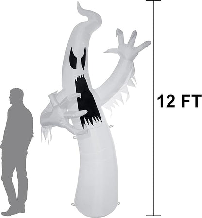 Sizonjoy 12 Ft Giant Halloween Inflatable Ghost, Blow Up Halloween Decorations Outdoor Built-in Changing LED Lights for Outdoor Indoor Yard Garden