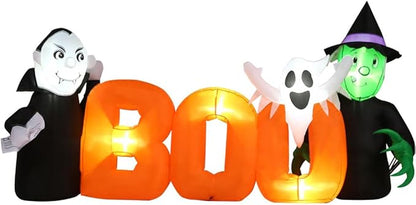 Haunted Hill Farm 6.5-Ft Wide Boo Sign Blow Up Inflatable with Lights, Outdoor Halloween Inflatable Decoration for Lawn and Yard, Large Spooky Holiday Decor