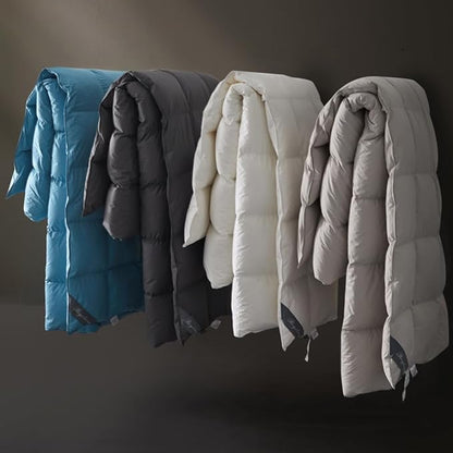 Royoliving Premium Feathers Down Duvet Insert Comforter Queen Size Heavyweight Thickened Winter White 100% Cotton Cover with Corner Tabs (90x90, 60 oz)