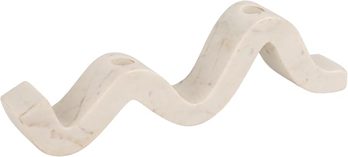 Bloomingville Marble Wave Double Taper Candle Holder, White