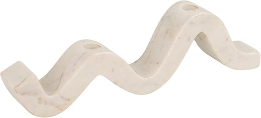 Bloomingville Marble Wave Double Taper Candle Holder, White