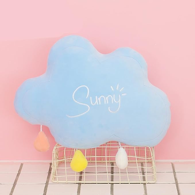 Moon Rainbow Cloud Pillow Cushion, Soft Plush Cloud Shaped Pillow Stuffed Rainbow and Moon Nursery Decor,Bedside Sofa Sleeping Pillow, Kids Cute Candy Color Cushion (Cloud)