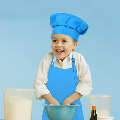 SUNLAND Kids Apron and Hat Set Children Chef Apron for Cooking Baking Painting