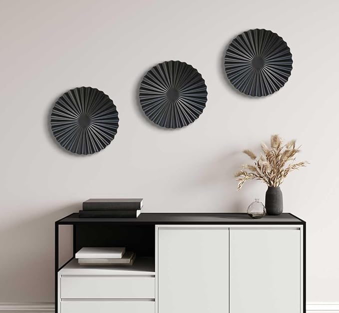 ITrixgan Round Metal Wall Decor Above Couch Hanging Black Modern Art For Farmhouse Home Office Decorative Gothic Room Decor Set of 3