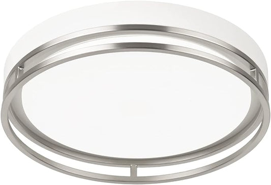 12.5 Inch LED Flush Mount Ceiling Light Fixture, 26W, Super Bright 1700 Lumens, 3 Color 3000K/4000K/5000K, Dimmable Ceiling Lamp for Bedroom Hallway Bathroom Kitchen Laundry (White Nickel)