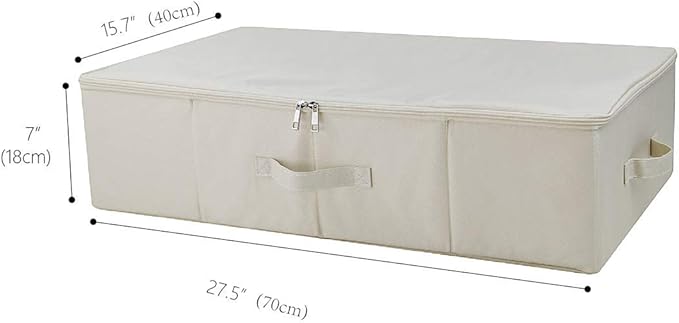 iwill CREATE PRO 3Pcs Collapsible Rigid Underbed Storage Bins, 27.5 * 15.7 * 7", Folding Fabric Storage Boxes for Clothing, Blankets, Shoes in Closet, Wardrobe, Beige