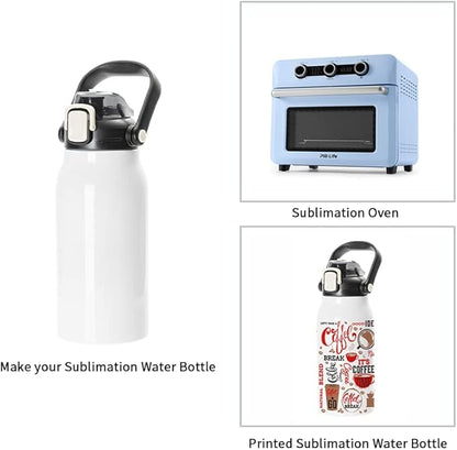 PYD Life Sublimation Water Bottles Vacuum Flasks 44 OZ White with Portable Sippy Up Lid and Straw Large Stainless Steel Travel Tumblers Cups Mugs for Tumbler Heat Press 2 Pack