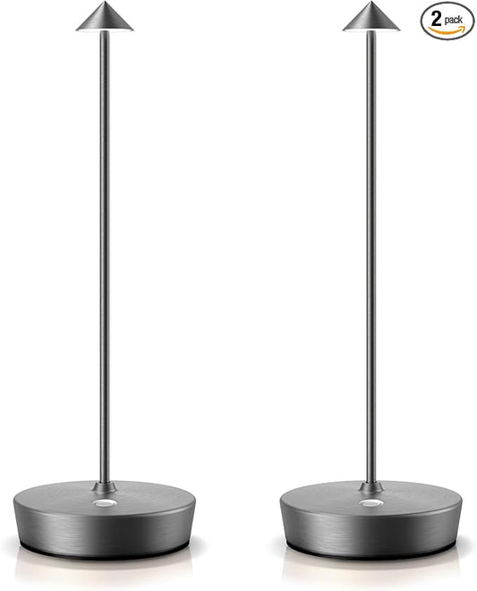 SAKRINGT 2 Pack Cordless Table Lamps Rechargeable, 6000mAh Battery Operated Waterproof Stepless Dimming Modern Portable LED Table Light for Restaurant Dining Patio Outdoor