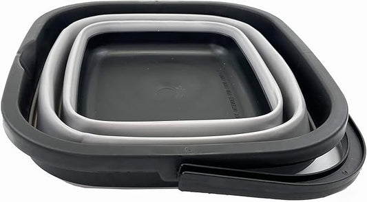 SAMMART 10L (2.6 gallon) Collapsible Rectangular Handy Basket/Bucket (Black/Alloy Grey)