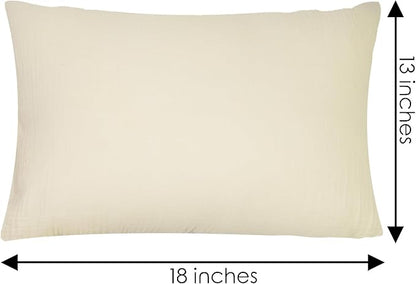 Organic Cotton Muslin Mini Pillowcases with Envelope Design,2 Pack Ultra Breathable Kids Toddler Pillowcases for Boys and Girls- 13 x 18 inches (Beige)