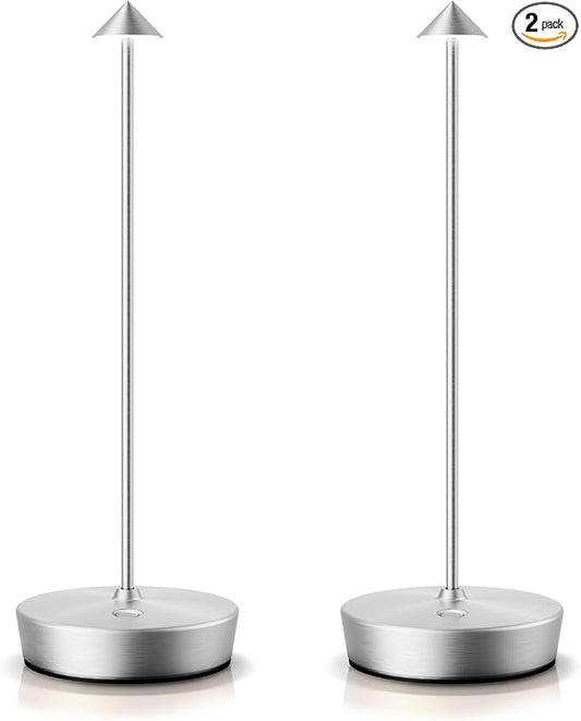 SAKRINGT 2 Pack Cordless Table Lamps Rechargeable, 6000mAh Battery Operated Waterproof Stepless Dimming Modern Portable LED Table Light for Restaurant Dining Patio Outdoor