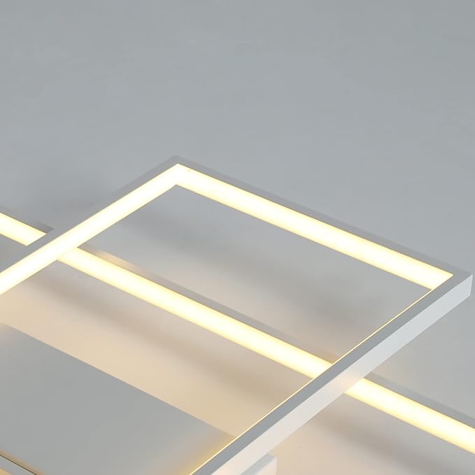 GEADI Dimmable Ceiling Light, 41.3in Flush Mount Ceiling Lamp Remote Control Modern Chandelier, 68W Square White Acrylic Close to Ceiling Light Fixtures for Bedroom Living Room