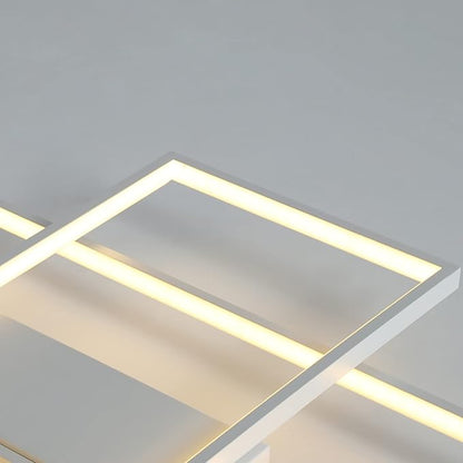 GEADI Dimmable Ceiling Light, 41.3in Flush Mount Ceiling Lamp Remote Control Modern Chandelier, 68W Square White Acrylic Close to Ceiling Light Fixtures for Bedroom Living Room