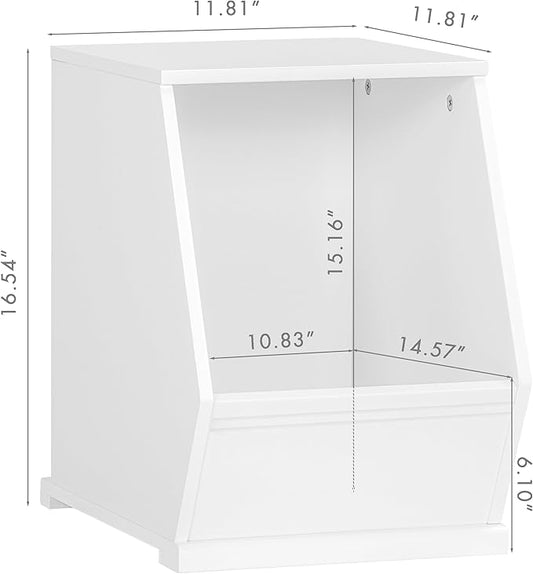 UTEX Toy Storage Organizer for Kids, Stackable Toy Storage Cabinet, Wooden Cubby Toy Organizer, White Toy Shelf for Playroom, Bedroom, Living room, Nursery, 1 Cubby
