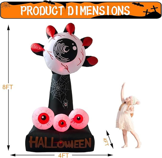 LANGXUN 8ft Hell's Eye Spooky 2025 Halloween Inflatable Decorations - Eyeball & Claws Yard Prop with LED Effect for Indoor Outdoor Lawn, Garden, Patio Cute Skeleton Ghost Holiday Party Decor