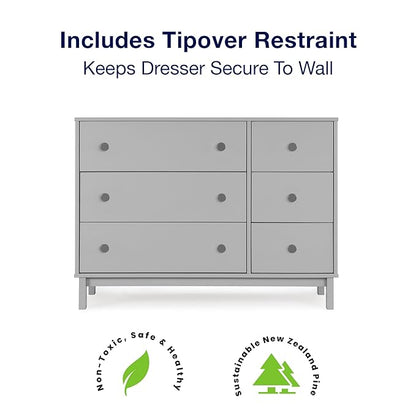 GAP babyGap Legacy 6 Drawer Dresser with Interlocking Drawers - Greenguard Gold Certified, Grey/Dark Grey