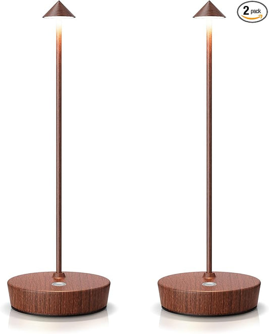 SAKRINGT 2 Pack Cordless Table Lamps Rechargeable, 6000mAh Battery Operated Waterproof Stepless Dimming Modern Portable LED Table Light for Restaurant Dining Patio Outdoor
