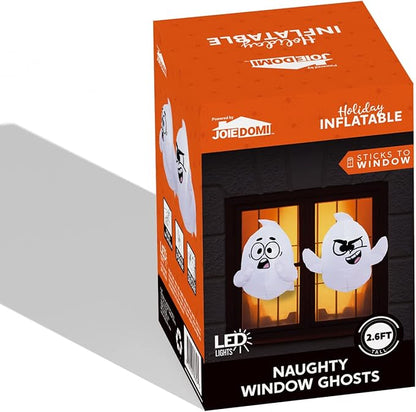 Joiedomi 2 Pack Halloween Inflatable Window Ghost with Build-in LED, 2.6 FT Tall Blow Up Inflatable Scary Flying Ghost Broke Out from Window for Halloween Outdoor, Yard, Garden, Lawn Decoration