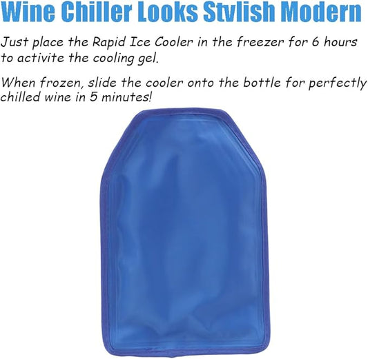 Wine Cooler Sleeve, Wine Bottle Chill Cooler Ice Pack Sleeve- Freezer Sleeve- Vodka- Tequila Chiller- Cooler- Carrier (Blue)