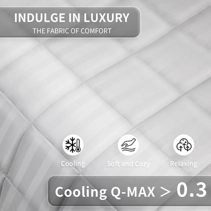 Weighted Blanket for Adult,25lbs Heavy Weighted Blanket 60"x80" Breathable Cooling Summer Blankets, Ultra Soft Cotton Comfort Throw Blanket with Glass Beads for All-Season (White)