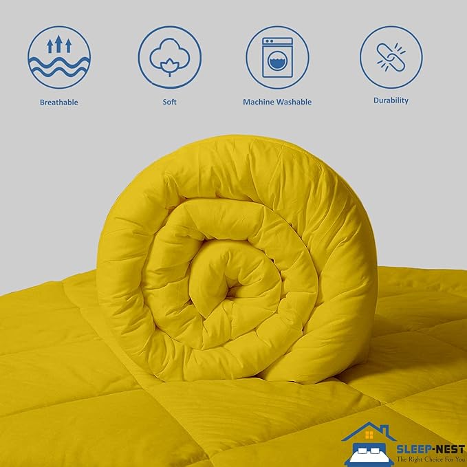 SLEEP-NEST Oversized King Comforter 136 x 120 Hotel Luxury Weighted Down Alternative Pinch Pleat 1 Piece Comforter with 8 Tabs/Loops 400 GSM-Box Stitched Extra Large Breathable Soft - Gold