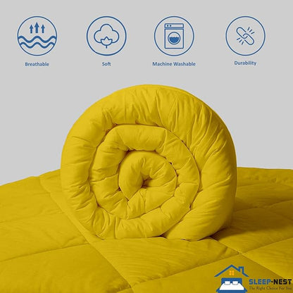 SLEEP-NEST Oversized King Comforter 136 x 120 Hotel Luxury Weighted Down Alternative Pinch Pleat 1 Piece Comforter with 8 Tabs/Loops 400 GSM-Box Stitched Extra Large Breathable Soft - Gold