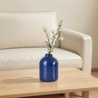 Ceramic Blue Small Vase for Decor, 6 Pack Nordic Minimalist Blue Ceramic Vases for Table Decor, Small Bud Vases for Home Decor, Modern Decorative Vases for Kitchen Living Room Centerpieces