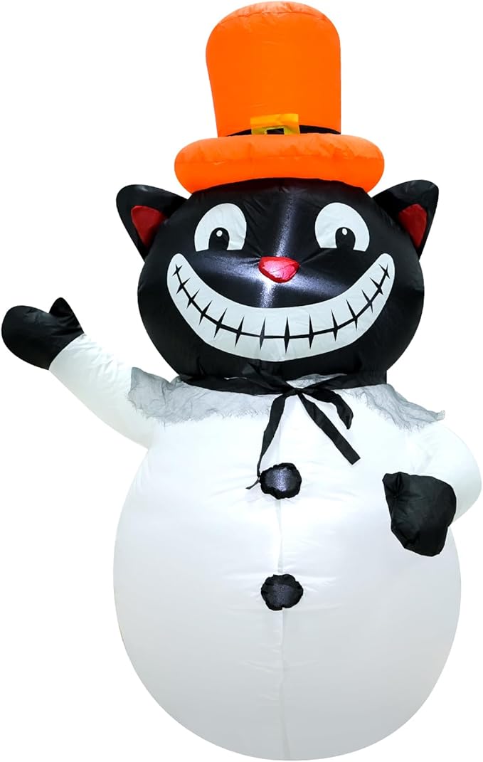 4FT Cat Halloween Inflatable Decoration Halloween Blow Up Decor with LED Lights Indoor Outdoor Graden Yard Party Holiday Decor