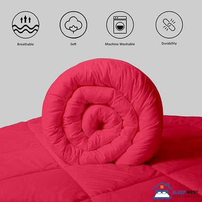 SLEEP-NEST Oversized King Comforter 128x120 Exquisite Pinch Pleat Design, Premium Baffle Box 1 Piece Down Alternative Comforters with 8 Tabs/Loops 400GSM-Box Stitched Extra Large, Hot Pink