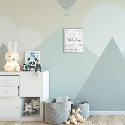 Stupell Industries Best Little Boy Family Kids Home Inspirational Word, Design by Artist Daphne Polselli Wall Art, 11 x 14, Grey Framed