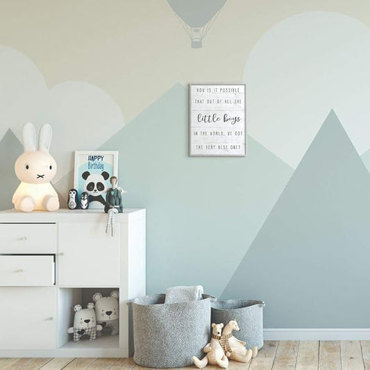 Stupell Industries Best Little Boy Family Kids Home Inspirational Word, Design by Artist Daphne Polselli Wall Art, 11 x 14, Grey Framed