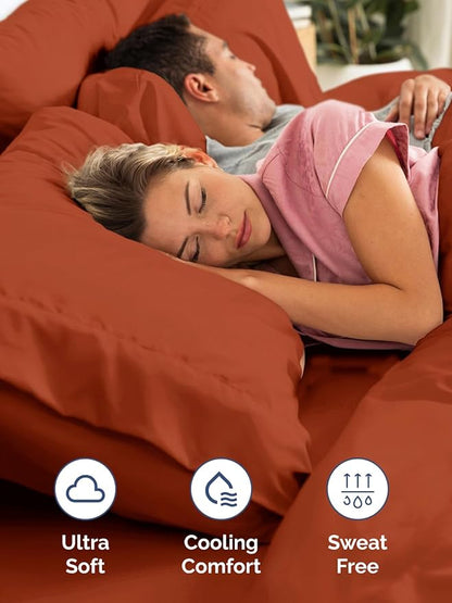 Extra Deep Twin XL Sheet Set - 4 Piece Breathable and Cooling Sheets - Hotel Luxury Bed Sheets Set - Easy Fit - Soft, Wrinkle Free and Comfy Sheets Set - Terracotta Sheet Set with Extra Deep Pockets