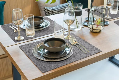 homing Dark Grey Cloth Placemats for Dining Table Set of 8 – Cotton Linen Blend Washable Farmhouse Kitchen Mats for Indoors & Outdoors - Easy to Clean 13 x 19 Inch