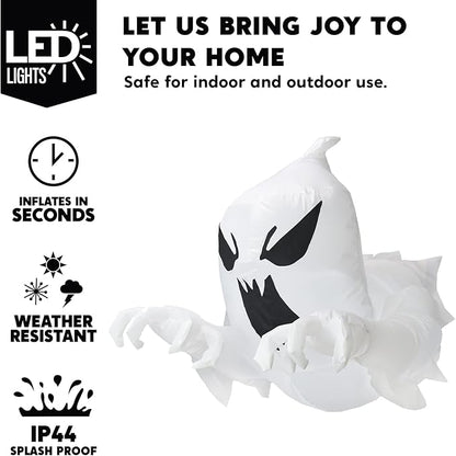 Joiedomi 4.5 FT Halloween Inflatable Scary Flying Ghost Broke Out from Window Inflatable with Build-in LED Blow Up Ghost for Halloween Party Indoor, Outdoor, Yard, Garden, Lawn Decoration