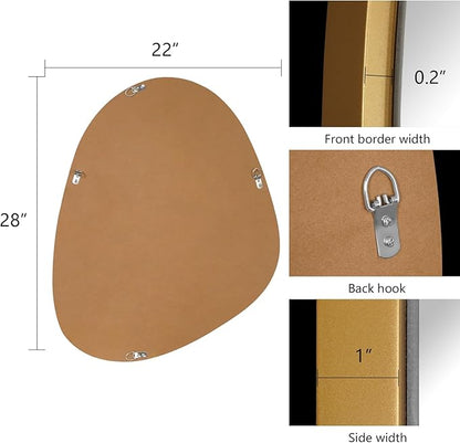 WallBeyond Asymmetrical Mirror, Irregular Wall Mirror, Unique Wall Mirrors Decorative for Bedroom Living Room Entryway Hall, Gold Mirrors for Wall Decor 28" H x 22" W