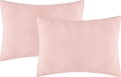 Organic Cotton Muslin Mini Pillowcases with Envelope Design,2 Pack Ultra Breathable Kids Toddler Pillowcases for Boys and Girls- 13 x 18 inches (Pink)