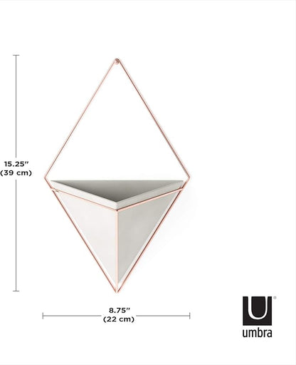 Umbra Trigg Hanging Planter Vase Wall Decor, Pot and Container for Succulents, Cactus, Faux Plants, and More, Large, Grey/Copper