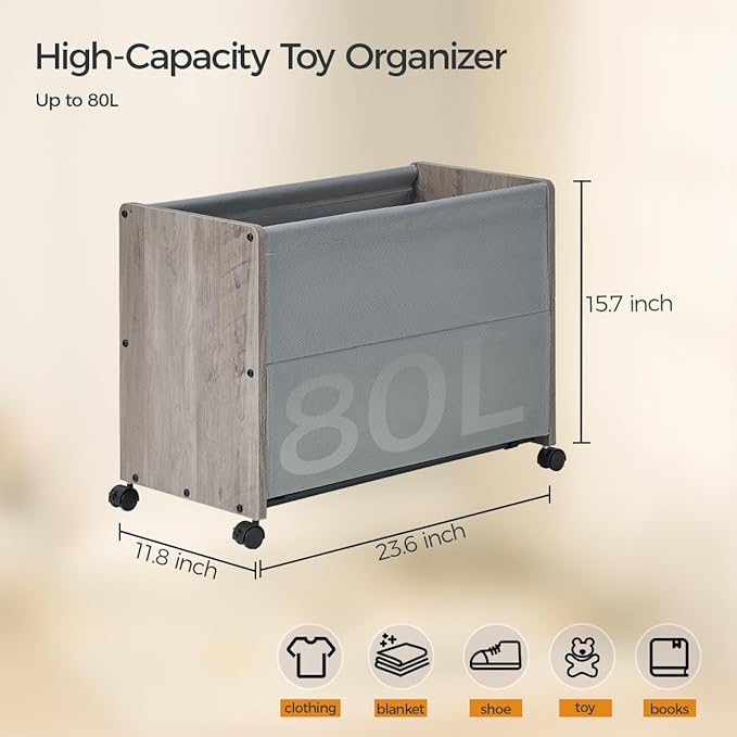 Toy Box, Toy Chest, Toy Box for Living Room, Kids Toys Storage Decorative, with Metal Frame, Grey, Patented Design