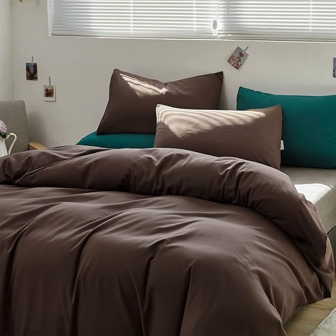 Wellboo Brown Comforter Sets California King Solid Mocha Coffee Bedding Comforters Cal King Women Men Plain Dark Brown Quilts Adults Deep Brownness Modern Chestnut Blankets Brown Bed Farmhouse