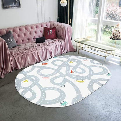 LIVEBOX Road Traffic Kids Play Area Rug 3'x5' Washable Playroom Educational & Fun with Cars and Toys Non-Slip Children Nursery Rugs for Living Room Bedroom Classroom Entryway Kids Tent