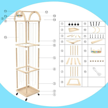 Stuffed Animal Storage & Organizer, 61" High Wooden Zoo Toy Holder for Toddler Rooms, Playrooms & Bedrooms