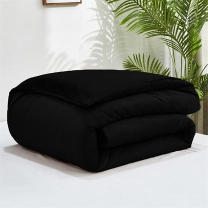 Cottonight Velvet Comforter Set Queen Black Flannel Bedding Comforter Set Dark Color All Black Plush Fluffy Blanket Quilts Modern Winter Warm Thick 3 Piece Soft Solid Black Bedding Set for Women Men