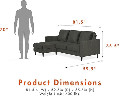 CosmoLiving by Cosmopolitan Strummer Reversible Sectional Couch, Light Gray Sofa, Sectional Couch