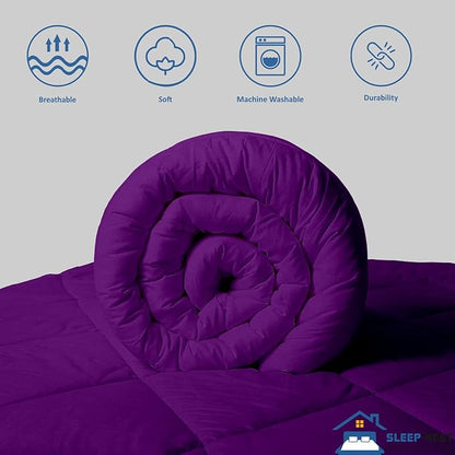 SLEEP-NEST Oversized King Comforter 116 x 98 - All-Season Hotel Luxury Down Alternative - Pintuck Pinch Pleat Design with 8 Corner Tabs - Ultra Soft, Breathable, Extra Large Quilt - Purple