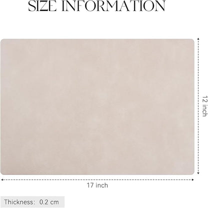 MOSAYT Vinyl Placemats Set of 4-12 X 17 Inch - Faux Leather 100% Waterproof Oil-Proof Wipeable PU Place Mats, Heat Resistant Reversible Table Mats for Kitchen, Dining, Outdoor (Beige)