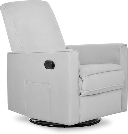 Evolur Raleigh Upholstered Plush Seating Glider Swivel, Recliner, Glider For Nursery In Misty Grey, Greenguard Gold Certified, Modern Nursery Recliner, Environmentally Conscious Glider