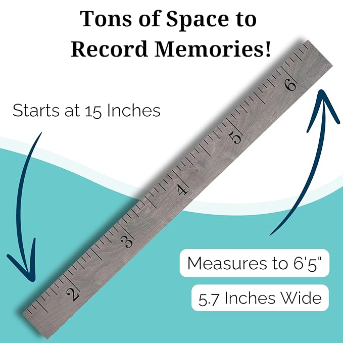 Wooden Growth Chart for Wall-Kids Sizing Chart, Height Measurement for Wall, Kids Height Wall Chart, Kids Height Ruler, Height Growth Chart for Kids - Love Grows Here Gray (63"x6.7")