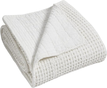 Levtex Home - Mills Waffle - Twin Quilt Set - Bright White Cotton Waffle - Quilt Size (68 x 86in.), Sham Size (26 x 20in.)